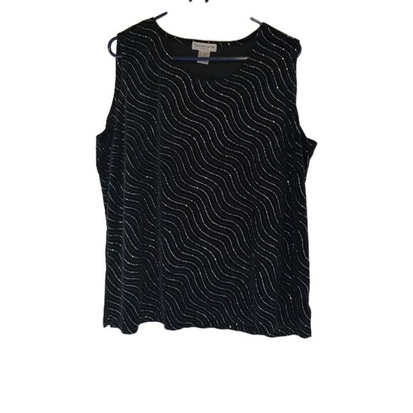 Notations Women's Sleeveless blouse 2X Rhinestone Velvet Holiday Party Glam - Picture 1 of 5